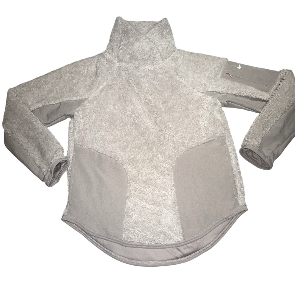 Nike Tech Fleece Sherpa Pullover TAN High Neck Sweatshirt CJ5758-008‎ Womens XS